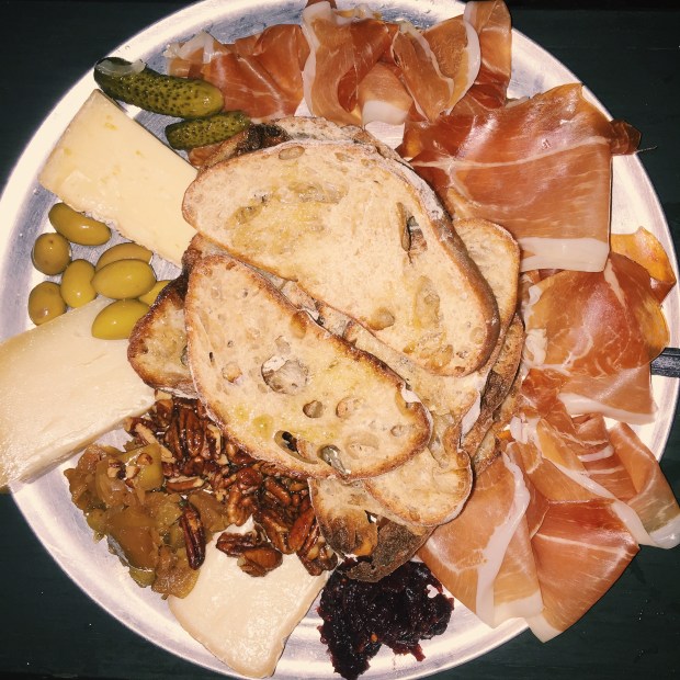 this is my favorite food group: the meat and cheese plate.